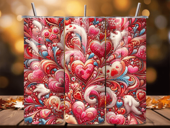 Abstract Valentine Heart Tumbler Wrap for Unique Tumbler Designs