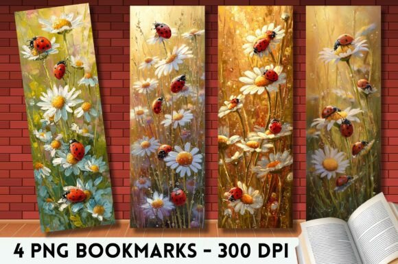 Artistic Floral Ladybug Bloom Bookmark for Crafts Branding