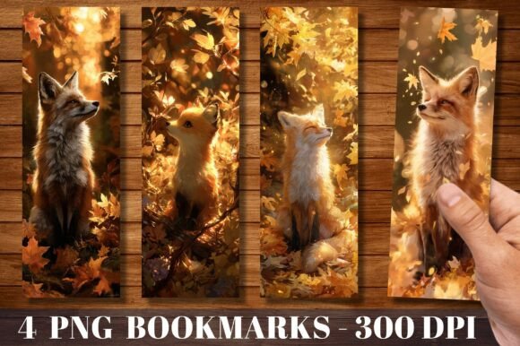Autumn Fox Fall Leaf Aesthetic Bookmark for Crafts and Branding