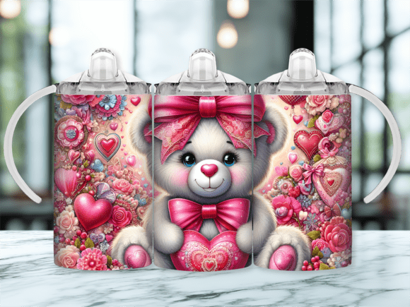 Bear Hearts Sippy Cup Kids Tumbler PNG Review for Embroidery Projects