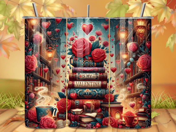 Bookish Coffee Valentine Tumbler Wrap: A Romantic Branding Asset for Local Businesses