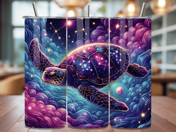 Celestial Galaxy Turtle Tumbler Wrap PNG: A Designer’s Perspective on Branding Potential