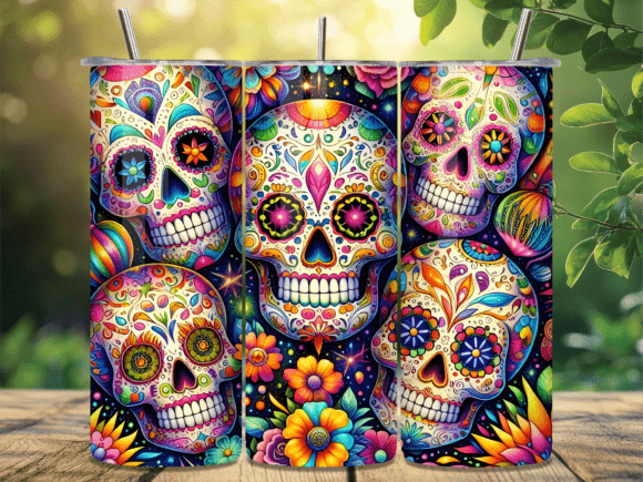 Colorful Sugar Skull Art Tumbler Wrap Review for Handmade Businesses