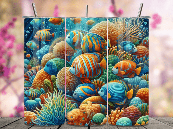 Colorful Underwater World Tumbler Wrap: A Vibrant Design Asset for Content Creators