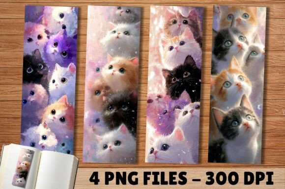 Cute Kitten Galaxy Cat Lover Bookmark as a Print Template for Handmade Projects