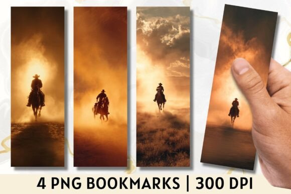 Dusty Western Cowboy Rider Bookmark: A Crafts Graphic for Bold Editorial Impact