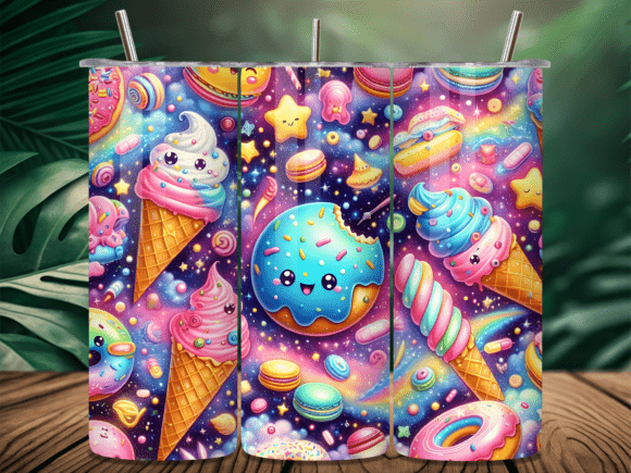 Galaxy Space Donut Ice Cream Tumbler Wraps: A Cosmic Design Asset for Creative Projects