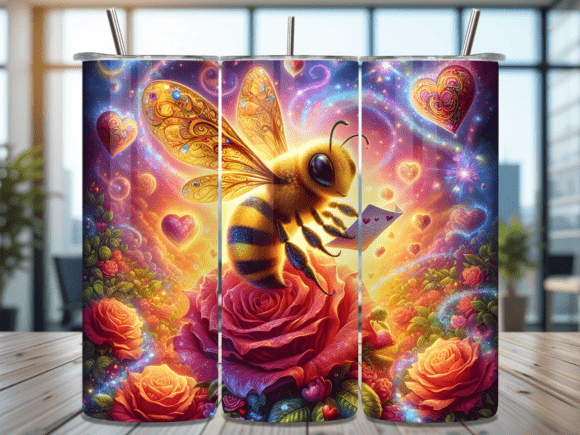 Honey Bee Rose Flowers Tumbler Wrap: A Design Asset That Adds Charm to Creative Projects