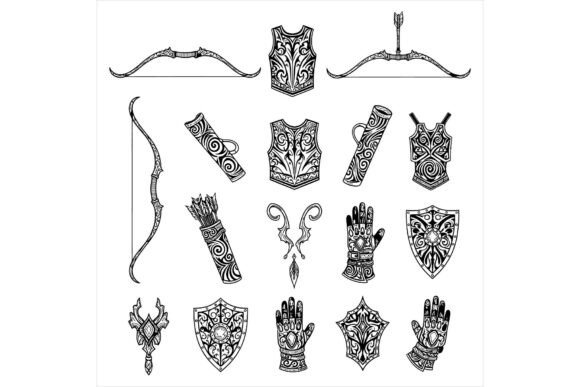 Medieval Fantasy Armor and Weapon Set: A Crafts-Ready Graphic Design Asset