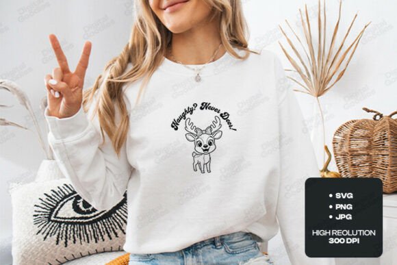 Naughty Never Deer: A Reindeer Art Asset for T-Shirt Designs and Content Creators