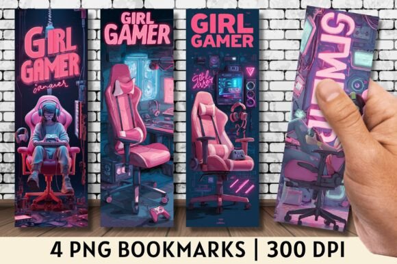 Neon Gaming Room Girl Gamer Bookmarks: A Decorative Element for Creative Entrepreneurs
