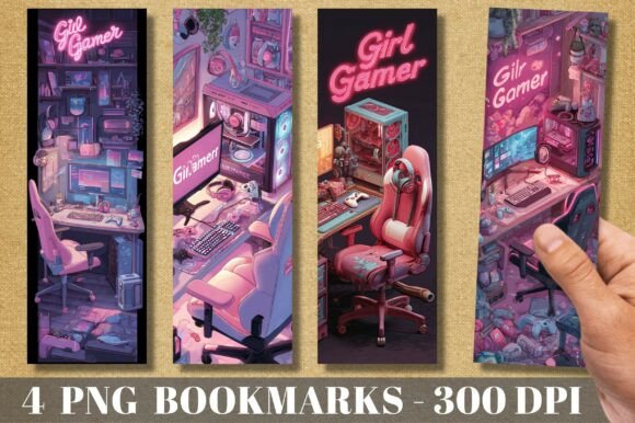Neon Girl Gamer Aesthetic Setup Bookmark Review