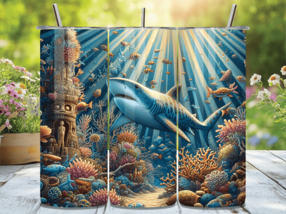 Ocean Great White Shark Tumbler Wrap: A Versatile Graphic Design Asset for Creative Sellers