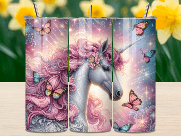 Pastel Floral Unicorn Pink Tumbler Wrap for Local Business Branding