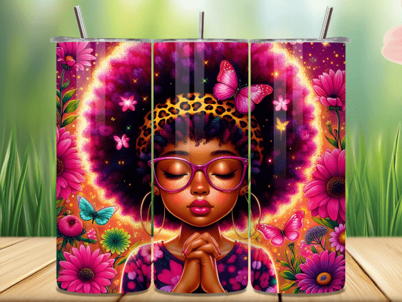 Pink Afro Girl Prayer Tumbler Wrap PNG Review for Real Crafting