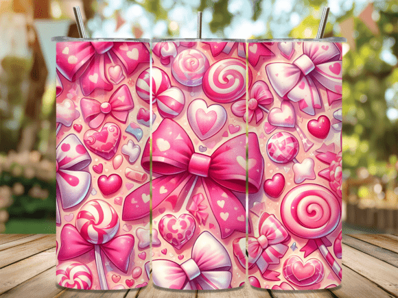 Pink Bow Ribbon Candy Tumbler Wrap for Tumbler Wraps