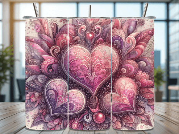 Pink Ornate Boho Heart Tumbler Wrap PNG Review for Digital Sellers