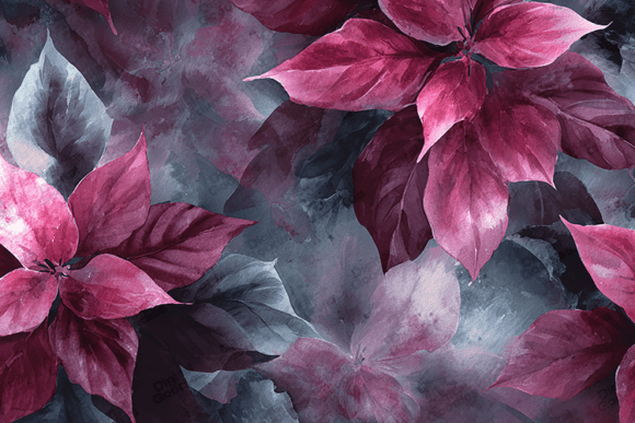 Plum and Charcoal Watercolor Poinsettia Embroidery Design Review