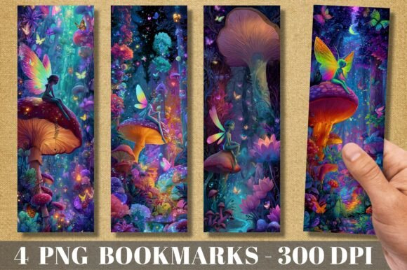 Psychedelic Alien Mushroom Bookmarks for Crafts and Branding