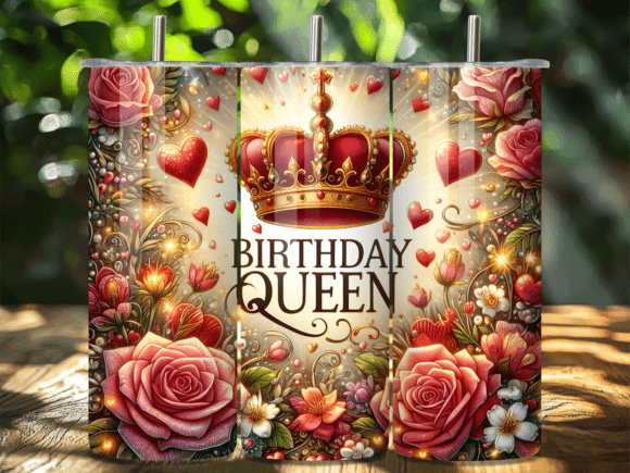 Red Rose Birthday Queen Tumbler Wrap: A Versatile Design Asset for Branding