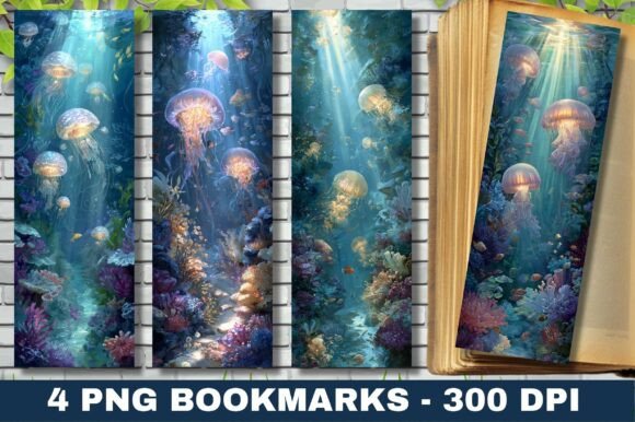Underwater Coral Reef Jellyfish Bookmark for Crafts Branding