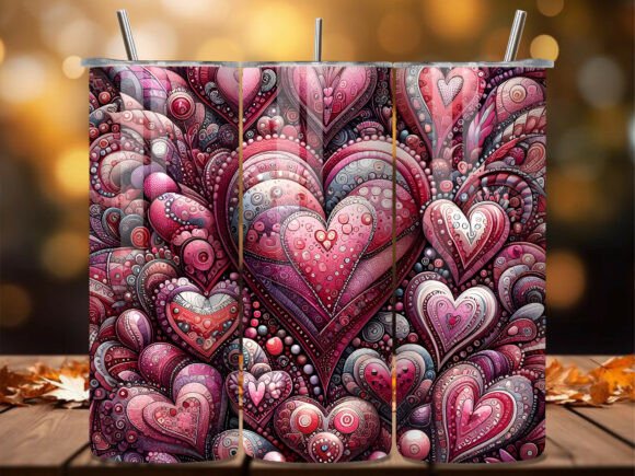 Valentine Boho Doodle Pink Heart Tumbler: A Versatile Graphic Design Asset for Content Creators