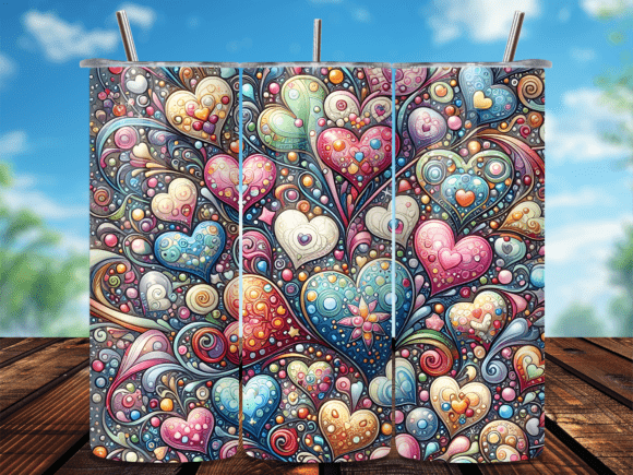Valentine Day Glitter Heart Tumbler Wrap for Modern Marketing Campaigns