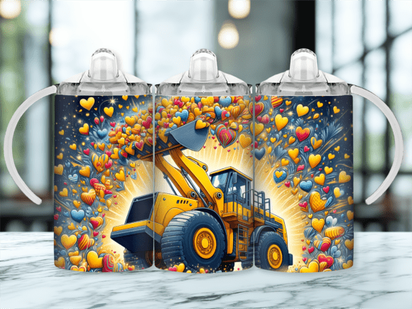 Valentines Day Digger Sippy Cup Tumbler: A Playful Graphic Design Asset for Commercial Use