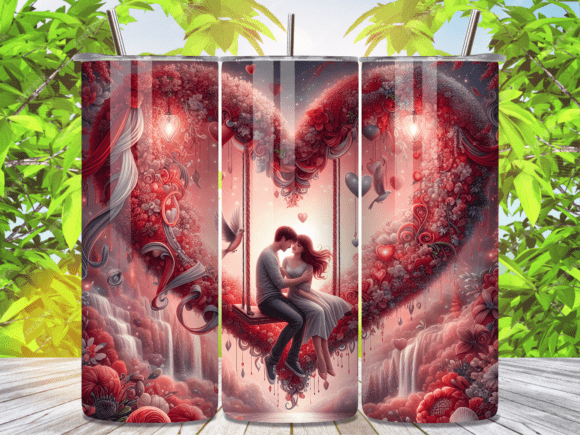 Valentines Romantic Couple Heart Tumbler Wraps for Digital Sellers