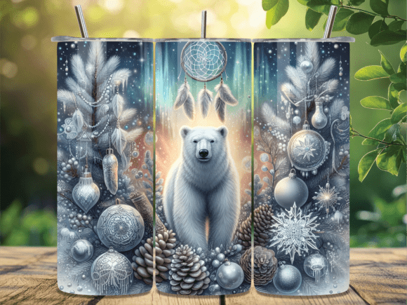 Winter Polar Bear Ornaments Tumbler Wrap: A Seasonal Design Asset for Content Creators